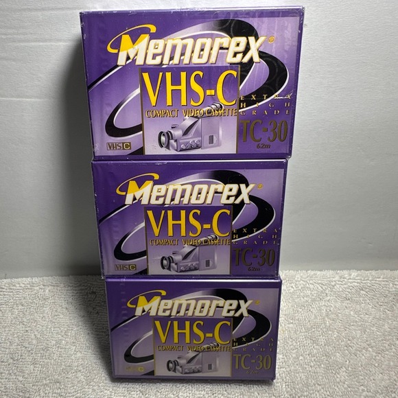 Memorex Other - Lot of 3 Memorex VHS-C Extra High Grade TC-30 Compact Video Cassette Tapes New